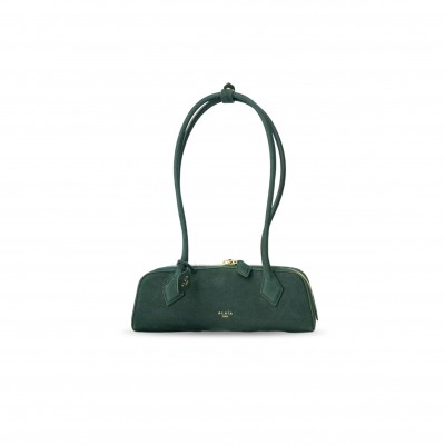 ALAÏA LE TECKEL SMALL SUEDE SHOULDER BAG BURGUNDY AA1S06033CA214 (27*9*8cm)